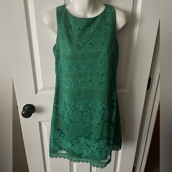 ELIZA J LACE A-LINE GREEN SHIFT DRESS - Picture 2 of 5
